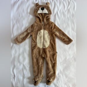 Baby Bear Plush Fleece Hooded Jumpsuit by Duck Duck Goose Size 6-9 months